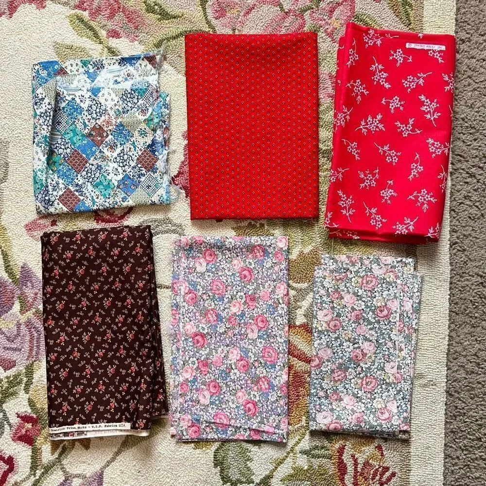VTG 70s 80s Quilting Cotton Lot 5+ Yards Cranston Concord Marcus USA